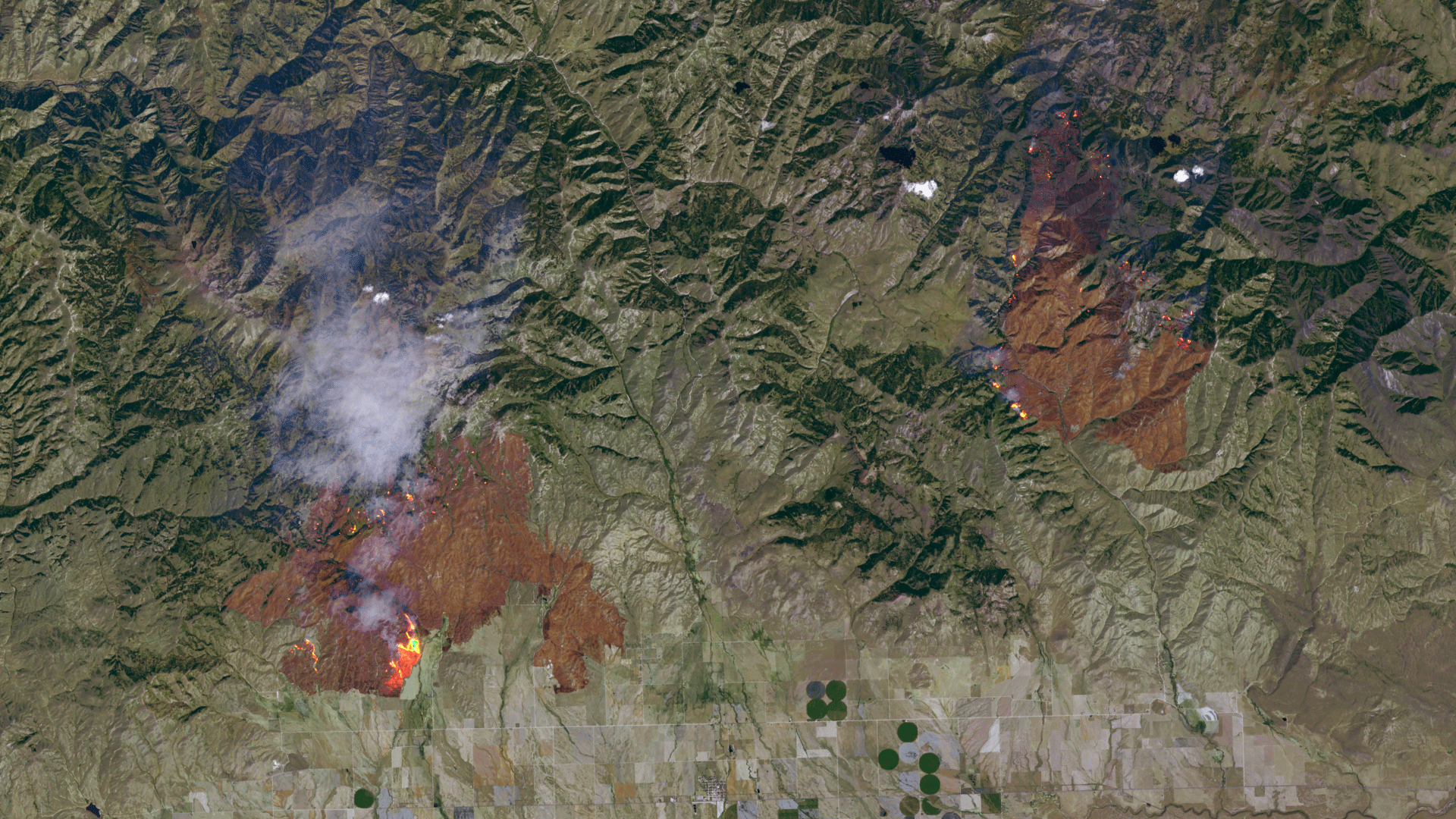 Satellite imagery of wildfires in Idaho